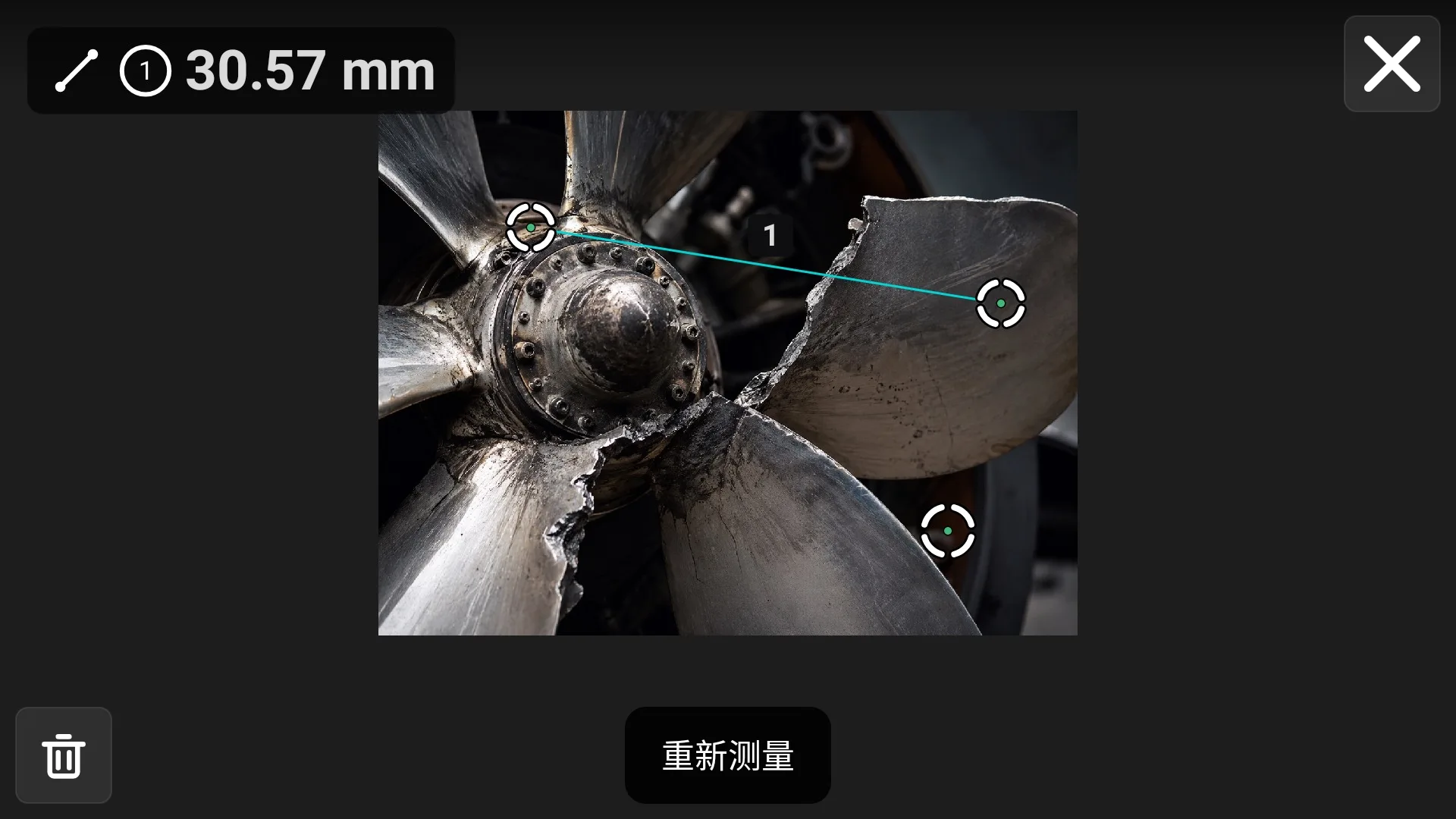 VeinScope 图库全屏预览 · 测量结果查看